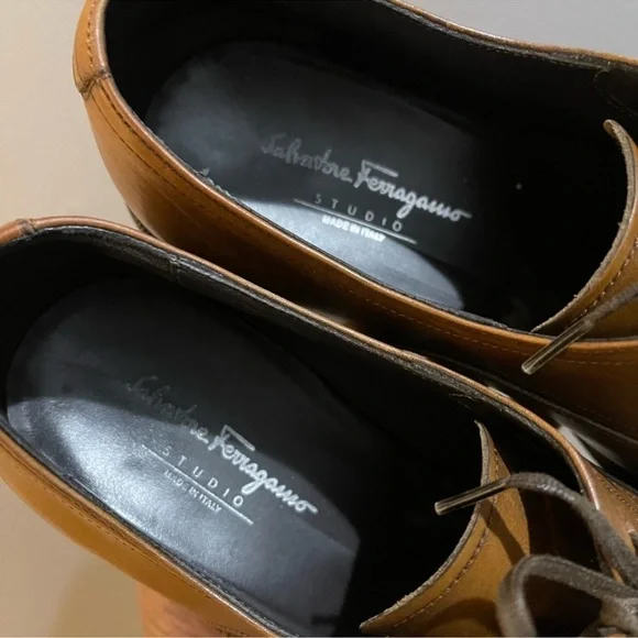 Salvatore Ferragamo Dress Shoes Brown Sz 7.5 - Picture 7 of 16